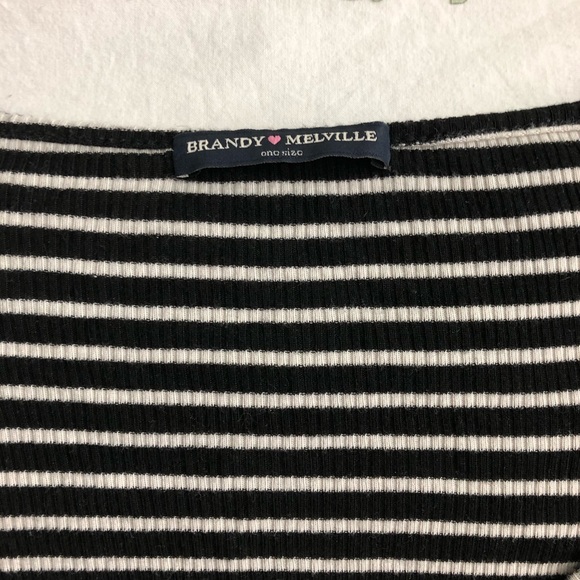 Brandy scoop neck long sleeve striped crop top - Picture 3 of 3